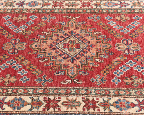 11 Feet Red Kazak Afghan Hand Knotted Wool Runner Rug